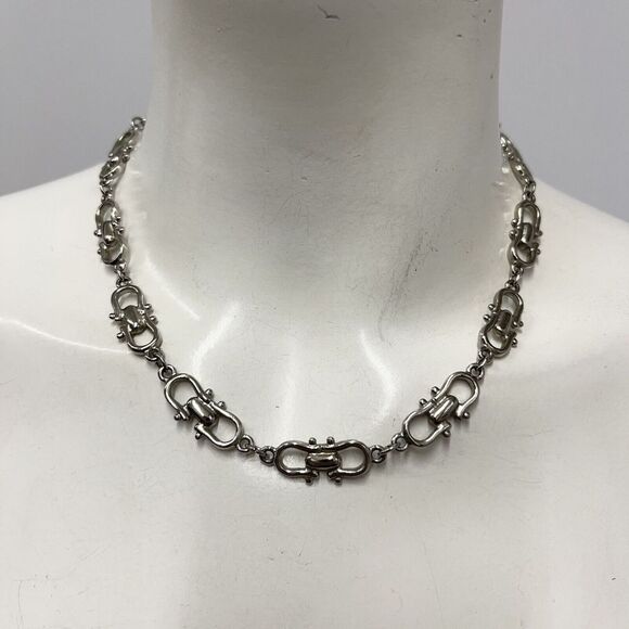 Vintage Designer Contessa Necklace Silver Tone‎ Fabulous Equestrian Links - Picture 1 of 8